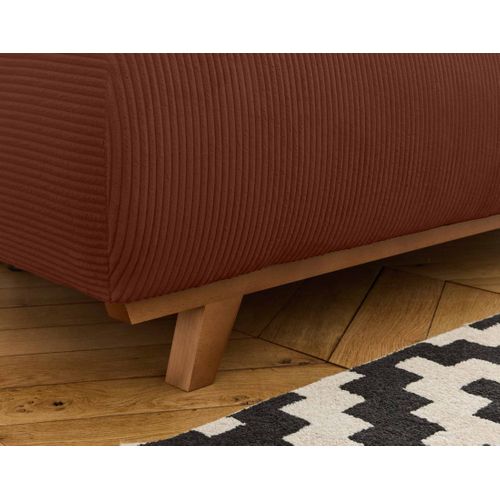 Canapé Droit Convertible 4 Places Cristal En Velours Côtelé Terracotta