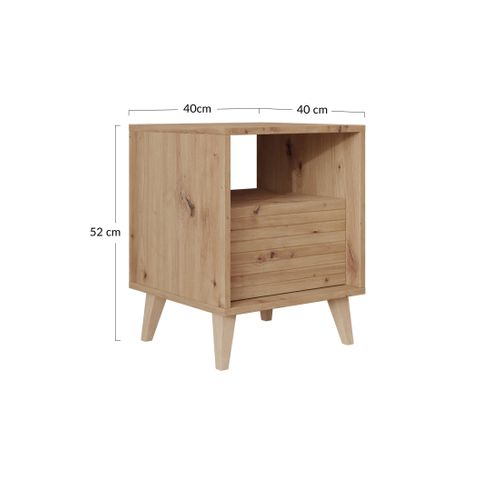 Diego - Table De Chevet - Effet Bois - 40 Cm