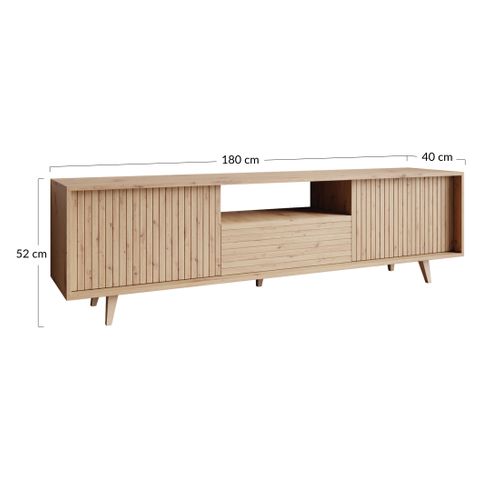 Diego - Meuble TV - Effet Bois - 2 Portes Et 1 Niche -180 Cm