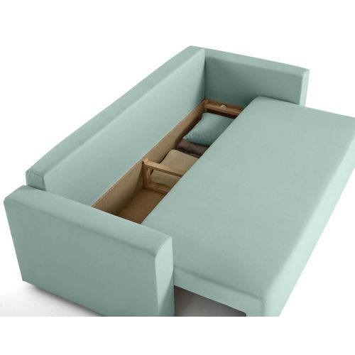 Canapé Droit Convertible 3 Places Regala En Tissu Bleu Ciel