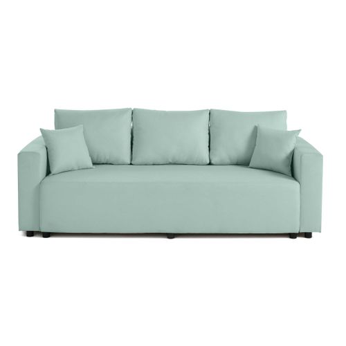 Canapé Droit Convertible 3 Places Regala En Tissu Bleu Ciel