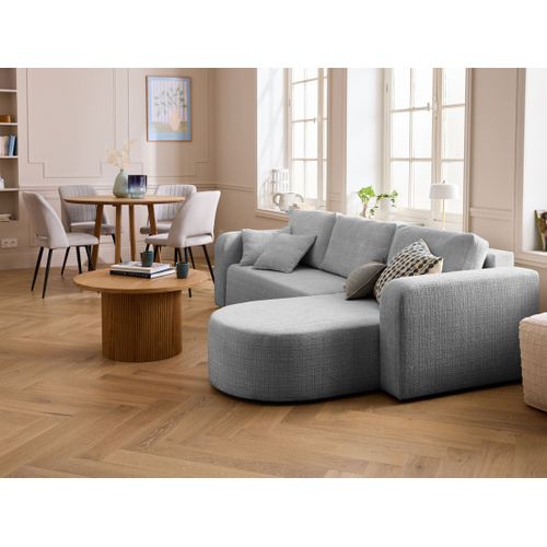 Miro - Canapé D'angle Réversible - 4 Places - Convertible Avec Coffre - En Velours Texturé Gris