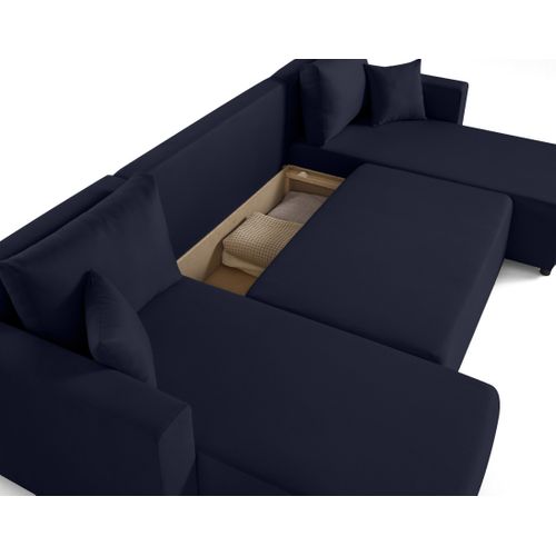 Canapé Panoramique 7 Places Regala En Tissu Bleu