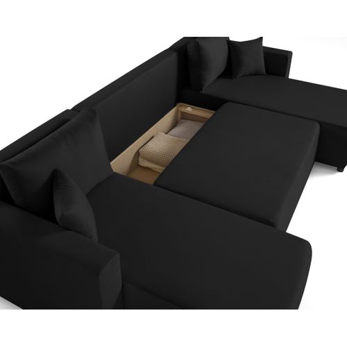 Canapé Panoramique 7 Places Regala En Tissu Noir