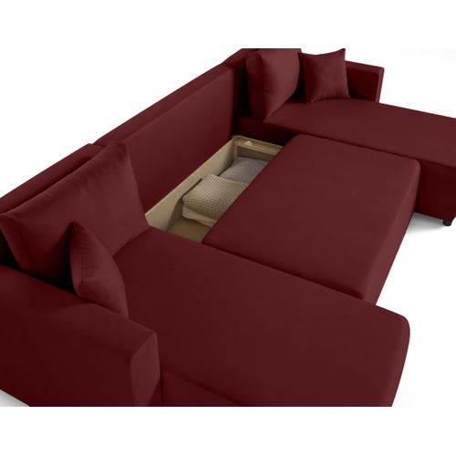Canapé Panoramique 7 Places Regala En Tissu Rouge