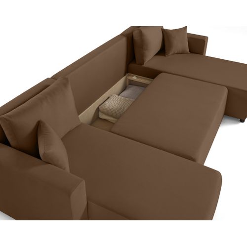 Canapé Panoramique 7 Places Regala En Tissu Marron
