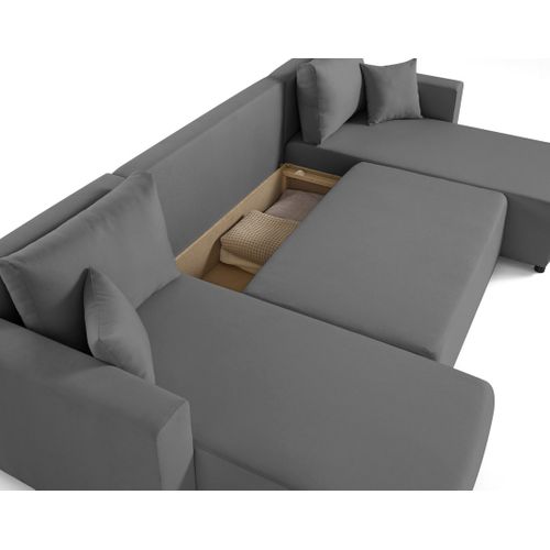 Canapé Panoramique 7 Places Regala En Tissu Gris