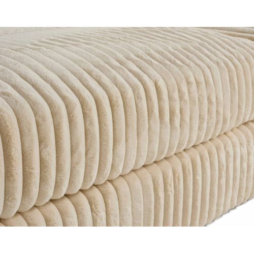 Jasper - Canapé D'angle Modulable 3 Places - En Fausse Fourrure Côtelée Beige