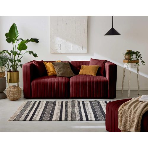 Nova - Canapé Modulable 2 Places - En Velours Rouge
