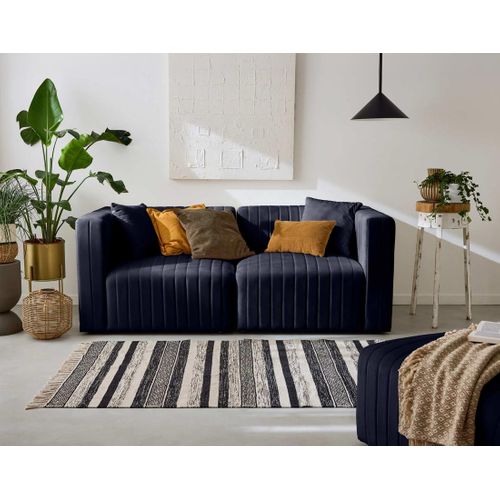 Nova - Canapé Modulable 2 Places - En Velours Bleu Marine