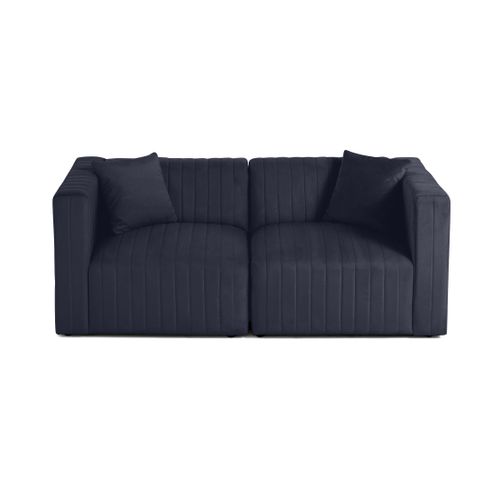 Nova - Canapé Modulable 2 Places - En Velours Bleu Marine