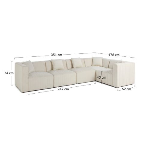 Nova - Canapé Modulable D'angle Réversible - 6 Places - En Velours