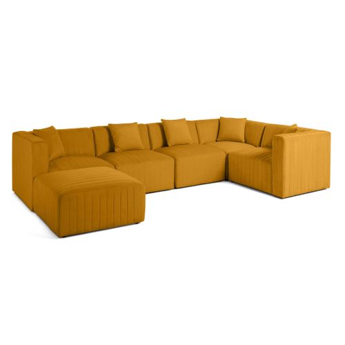 Nova - Canapé Modulable D'angle Réversible - 6 Places - Avec Pouf D'appoint - En Velours