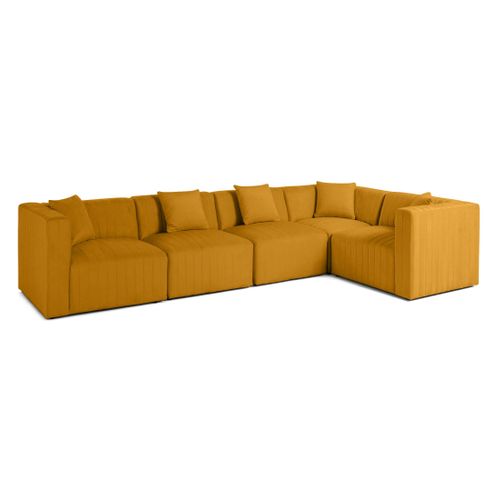 Nova - Canapé Modulable D'angle Réversible - 6 Places - Avec Pouf D'appoint - En Velours