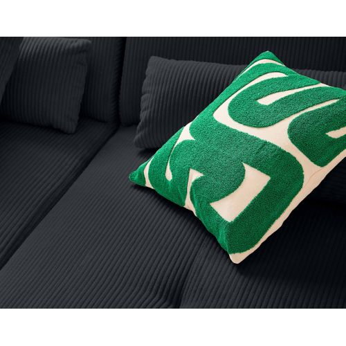 Onyx - Canapé Modulable D'angle Réversible 4 Places - En Velours Côtelé Noir