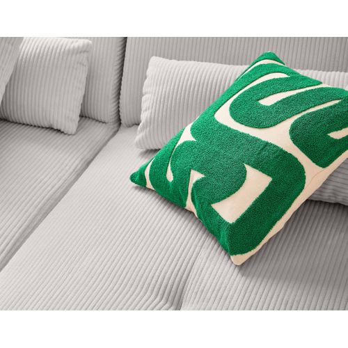 Onyx - Canapé Modulable D'angle Réversible 4 Places - En Velours Côtelé Gris Clair