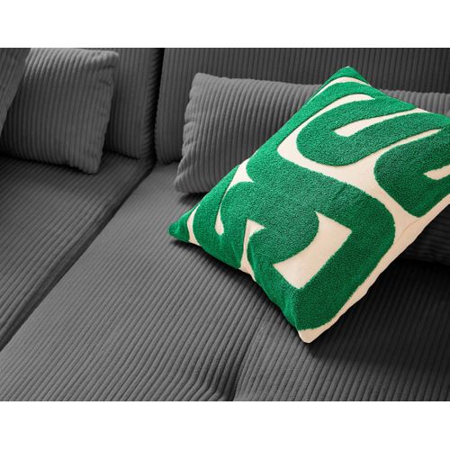 Onyx - Canapé Modulable D'angle Réversible 4 Places - En Velours Côtelé Gris Foncé