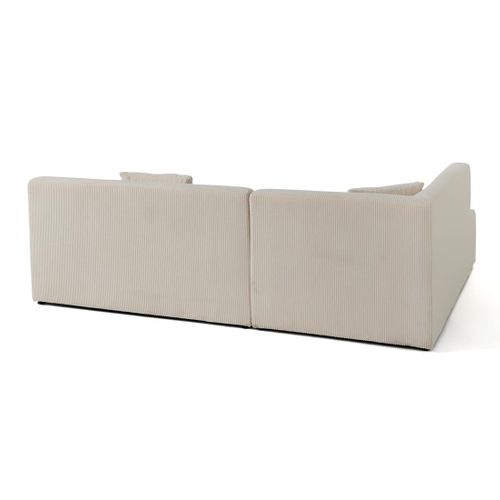 Onyx - Canapé Modulable D'angle Gauche - 5 Places - En Velours Côtelé Beige