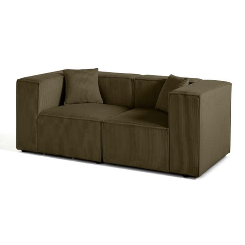 Arty - Canapé Modulable 2 Places - En Velours Côtelé Vert