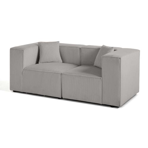 Arty - Canapé Modulable 2 Places - En Velours Côtelé Gris Clair