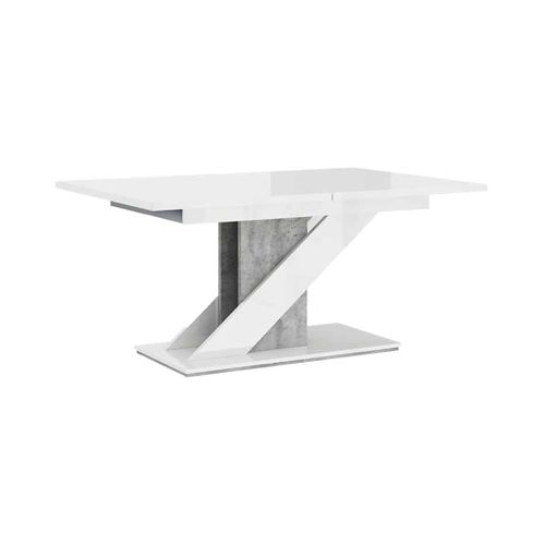 Burnie - Table à Manger Extensible - Blanc Et Effet Béton - 4 à 6 Personnes