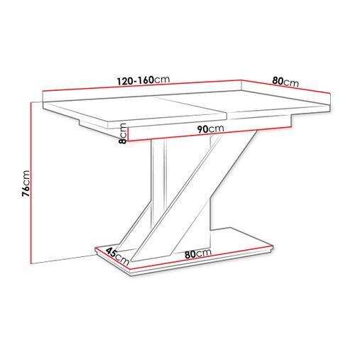 Burnie - Table à Manger Extensible - Blanc Et Effet Béton - 4 à 6 Personnes