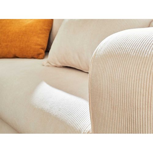 Canapé Droit Convertible 3 Places Albane En Velours Côtelé Beige