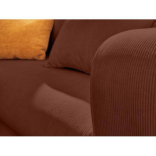 Canapé Droit Convertible 3 Places Albane En Velours Côtelé Rouille