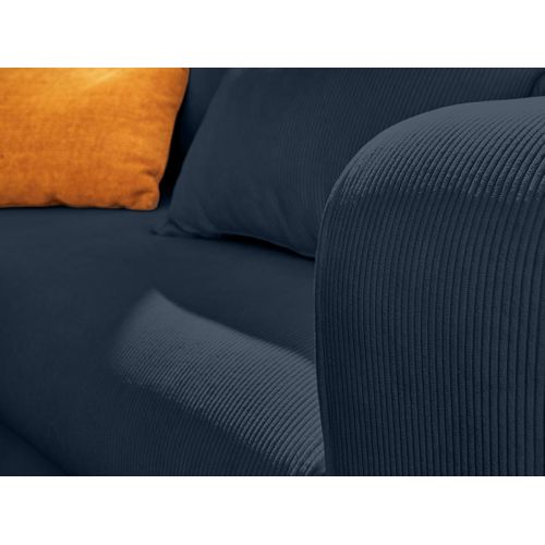 Canapé Angle Gauche Convertible 4 Places Albane En Velours Côtelé Bleu Ardoise