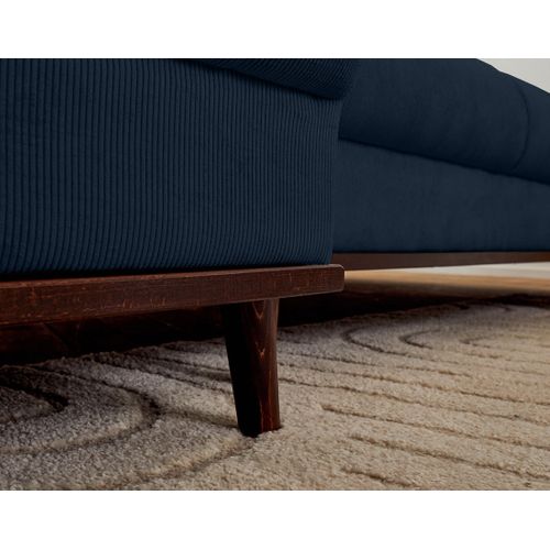 Canapé Panoramique 7 Places Albane En Velours Côtelé Bleu Ardoise