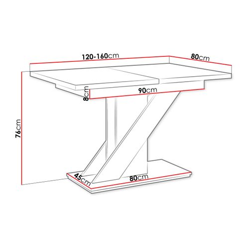 Burnie - Table à Manger Extensible - Noir Et Effet Béton - 4 à 6 Personnes