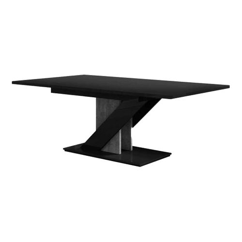 Burnie - Table à Manger Extensible - Noir Et Effet Béton - 4 à 6 Personnes