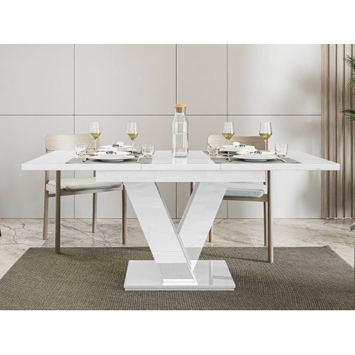 Xandriel - Table à Manger Extensible - Blanc - 4 à 6 Personnes