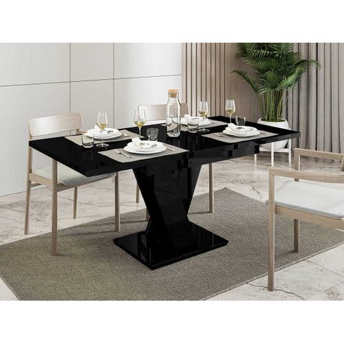 Xandriel - Table à Manger Extensible - Noir - 4 à 6 Personnes