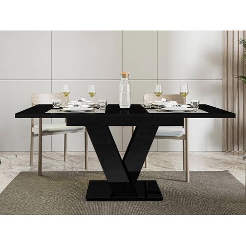 Xandriel - Table à Manger Extensible - Noir - 4 à 6 Personnes