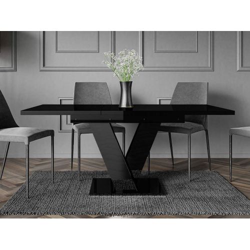 Xandriel - Table à Manger Extensible - Noir - 4 à 6 Personnes