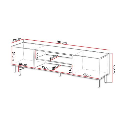 Timote - Meuble TV 2 Portes Et 2 Niches - Écru - 181 Cm