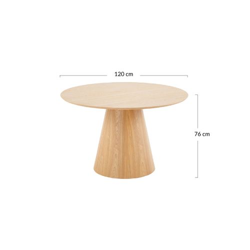 Toledo - Table à Manger Ronde - Effet Bois - 120 Cm - 4 à 6 Personnes