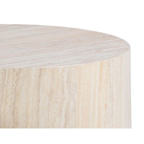 Pueblo - Lot De 2 Tables Basses Rondes - Effet Travertin - 58 Et 50 Cm