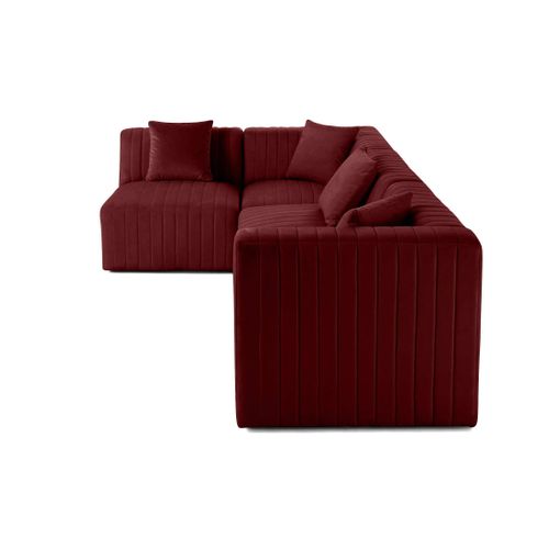 Nova - Canapé Modulable D'angle Gauche - 5 Places - En Velours Rouge