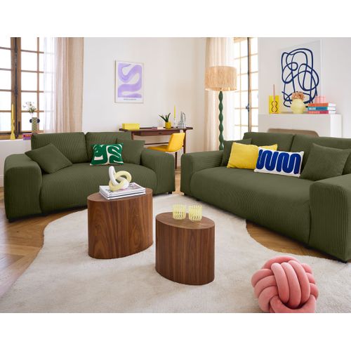 Garance - Canapé Droit 2 Places - En Velours Côtelé Vert