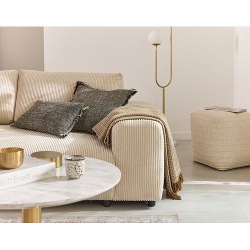 Garance - Canapé Droit 3 Places - En Velours Côtelé Beige