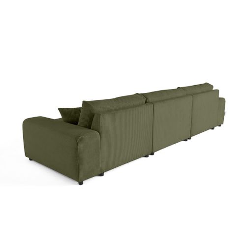 Canapé Panoramique 7 Places Garance En Velours Côtelé Vert