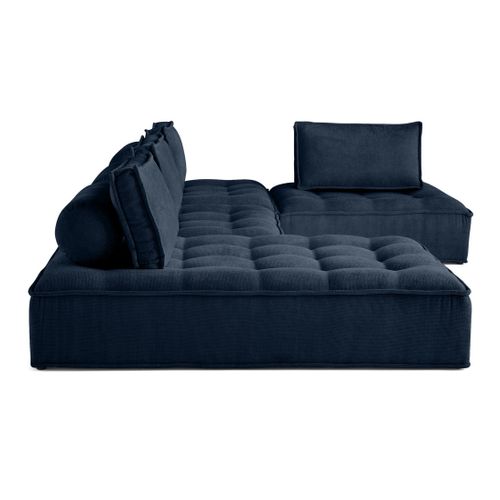 Marisol - Canapé Panoramique Modulable 7 Places - Velours Texturé Bleu