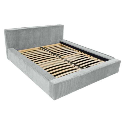 Swan - Lit Coffre - 140x200 Cm - Sommier Inclus - En Velours Côtelé Grosses Côtes