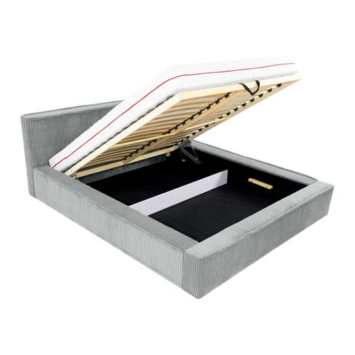 Swan - Lit Coffre - 140x200 Cm - Sommier Inclus - En Velours Côtelé Grosses Côtes