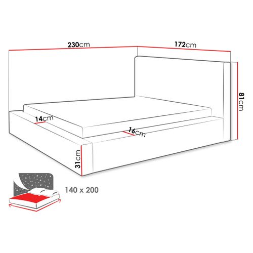 Swan - Lit Coffre - 140x200 Cm - Sommier Inclus - En Velours Côtelé Grosses Côtes