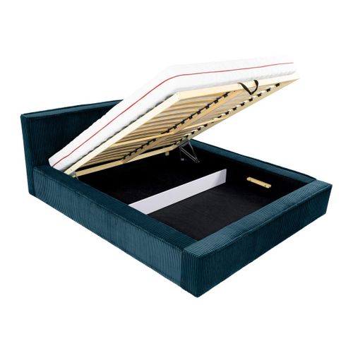 Swan - Lit Coffre - 140x200 Cm - Sommier Inclus - En Velours Côtelé Grosses Côtes