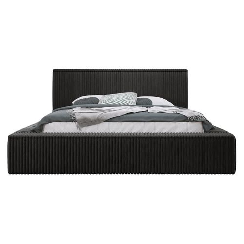 Swan - Lit Coffre - 160x200 Cm - Sommier Inclus - En Velours Côtelé Grosses Côtes