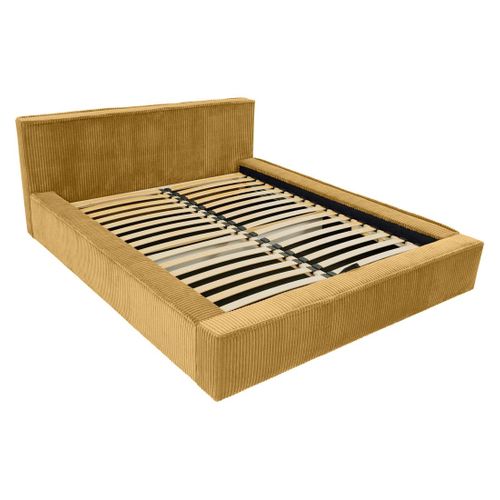 Swan - Lit Coffre - 160x200 Cm - Sommier Inclus - En Velours Côtelé Grosses Côtes